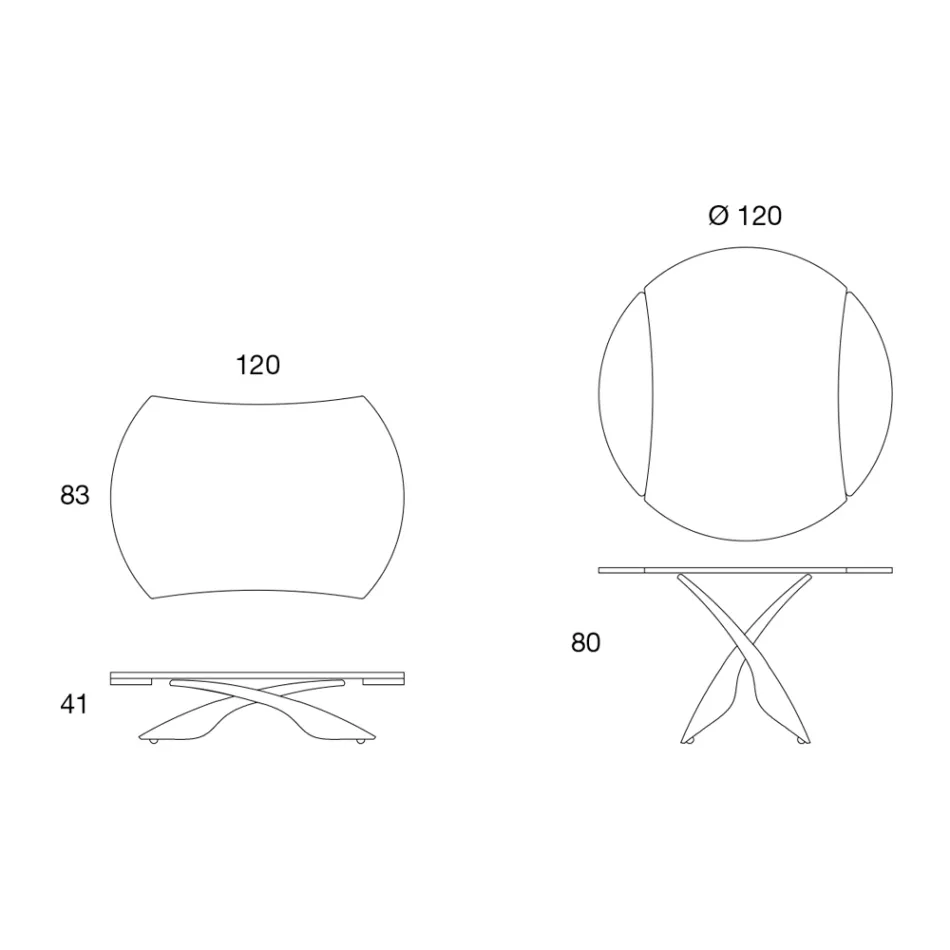 Transformerbart sofabord i metal og glas Stuebord - Giordano Viadurini