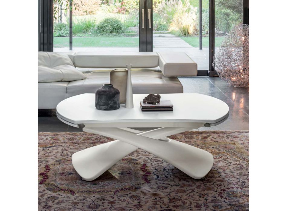 Transformerbart sofabord i metal og glas Stuebord - Giordano Viadurini