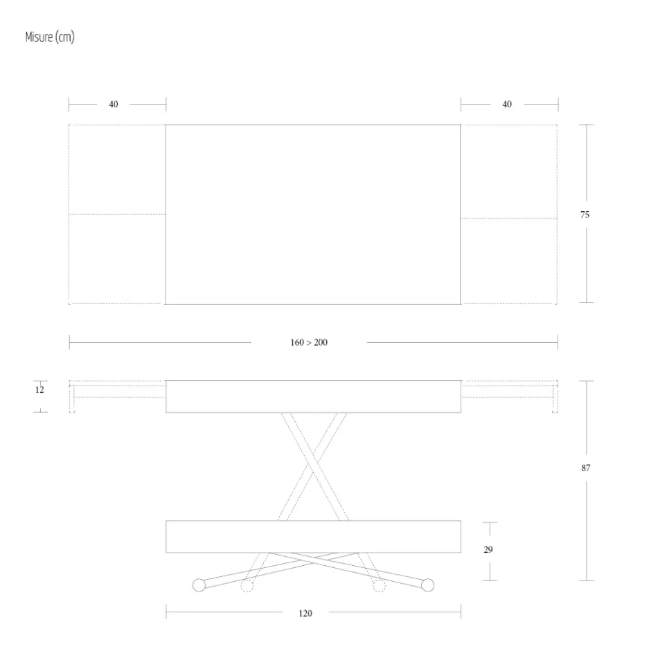 Transformerbart sofabord i metal og træbord lavet i Italien - Polaris Viadurini