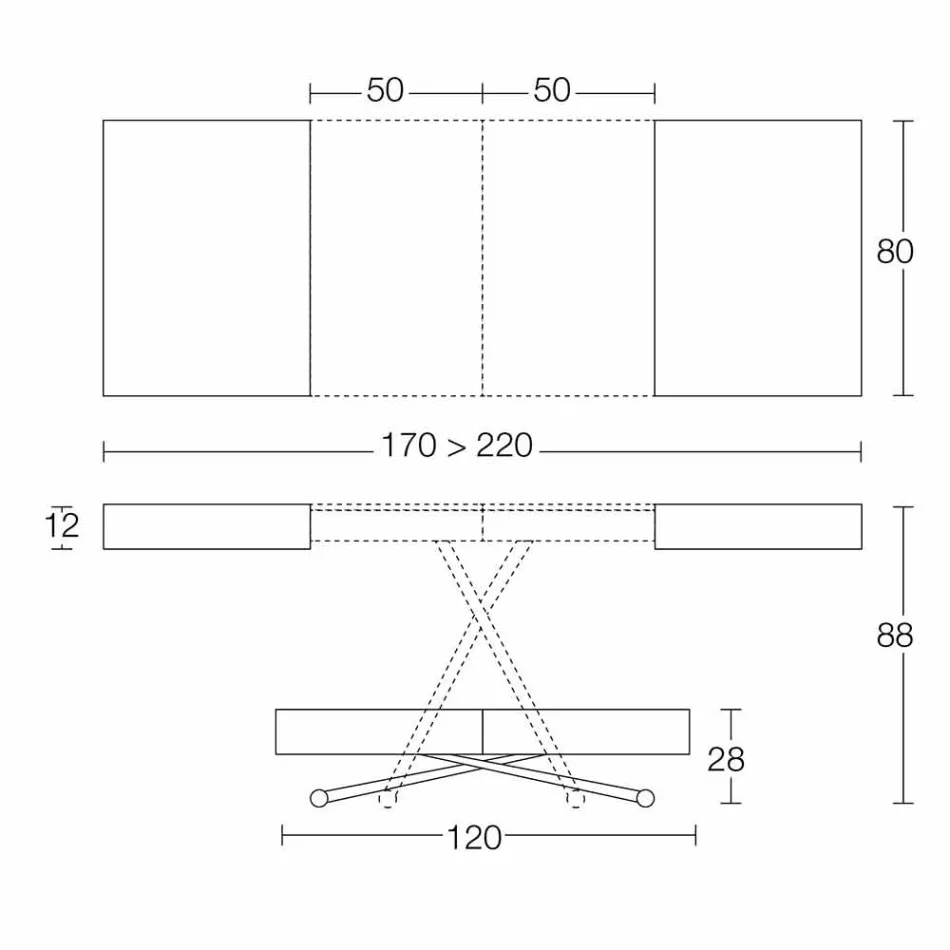 Moderne transformerbart sofabord med Malta effekt top fremstillet i Italien - Patroclus Viadurini