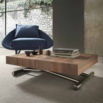 Moderne transformerbart sofabord i træ og metal, fremstillet i Italien - Spirit Viadurini