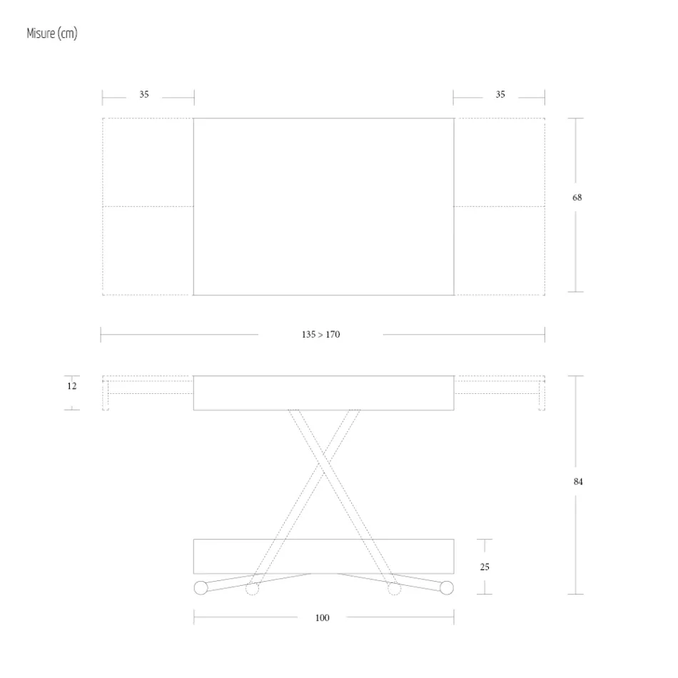 Moderne transformerbart sofabord i metal og træ lavet i Italien - univers Viadurini