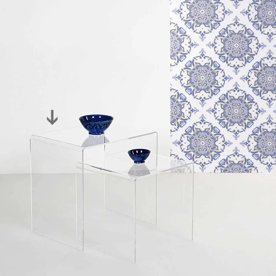 gennemsigtig moderne design sofabord 50x50cm Big Terry, lavet i Italien Viadurini