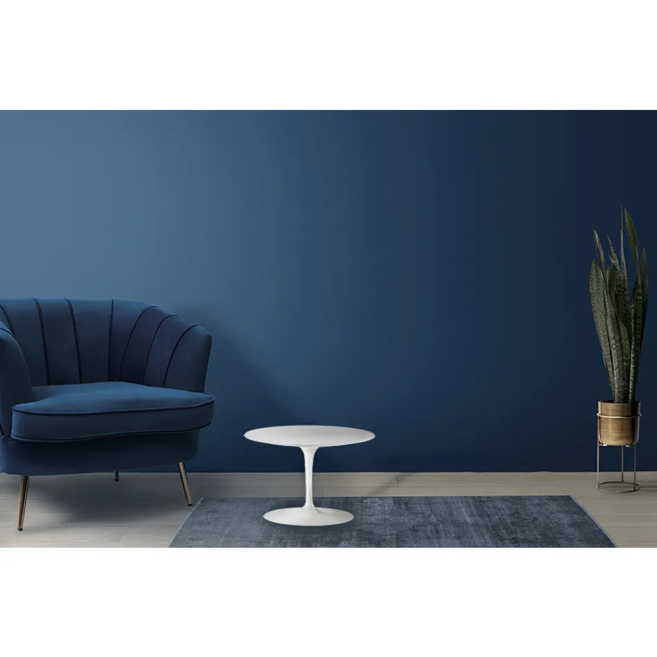 Eero Saarinen Tulip Sofabord H 39 med hvid flydende laminatplade lavet i Italien - Scarlet Viadurini