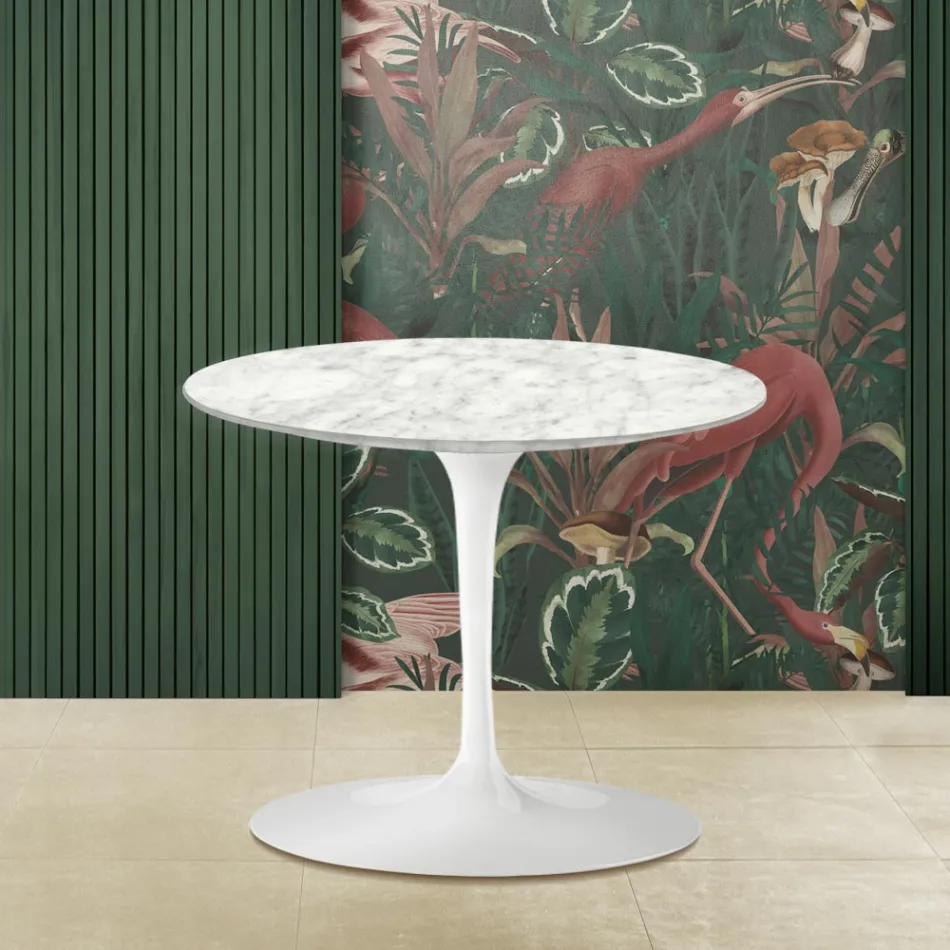 Tulip Sofabord Eero Saarinen H 39 med Carrara Marmor Top Made in Italy - Scarlet Viadurini