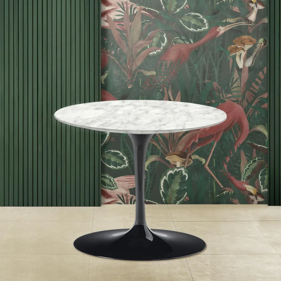 Tulip Sofabord Eero Saarinen H 39 med Carrara Marmor Top Made in Italy - Scarlet Viadurini