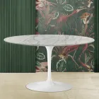 Tulip sofabord Eero Saarinen H 41 med oval plade i Carrara Statuarietto marmor Viadurini