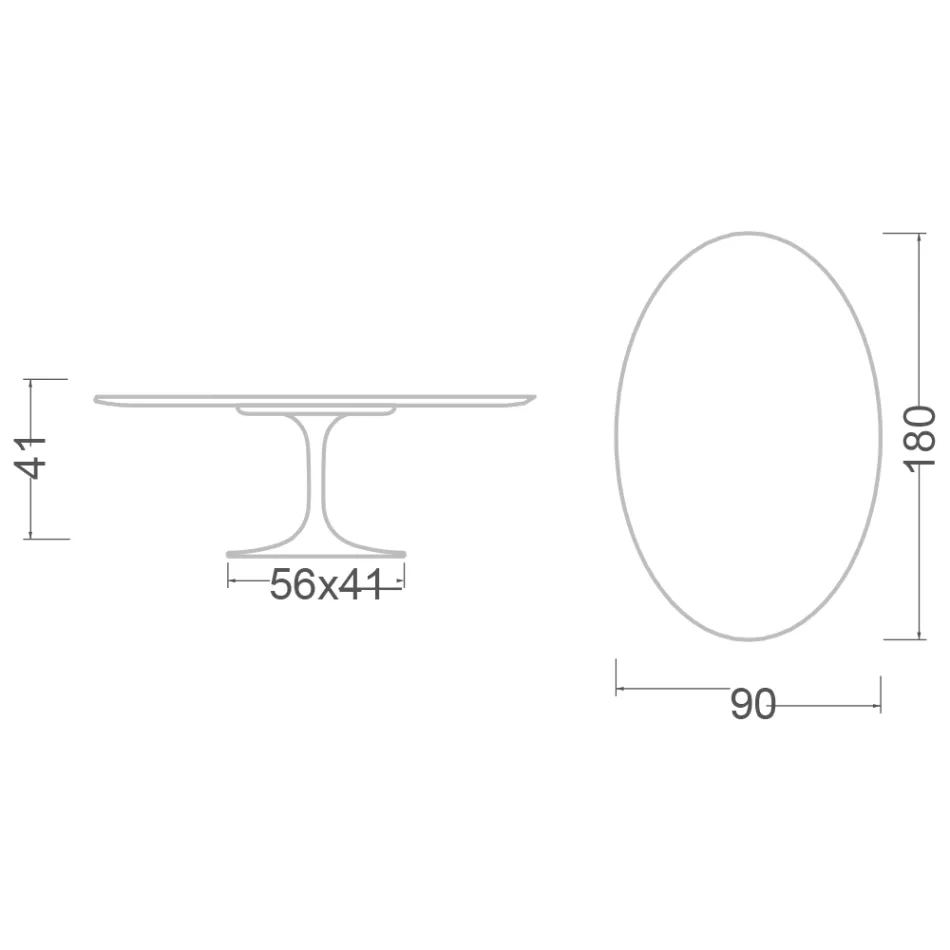 Tulip sofabord Eero Saarinen H 41 Oval med sort flydende laminat - Scarlet Top Viadurini