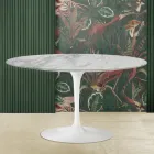 Eero Saarinen H 41 Oval Tulip Sofabord med Arabescato Marmor Top Made in Italy - Scarlet Viadurini