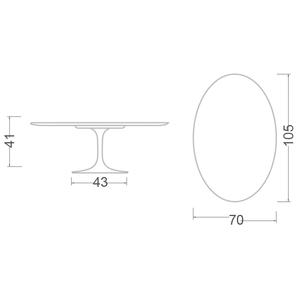 Tulip Sofabord Eero Saarinen H 41 Oval med Caracatta guldmarmorplade Viadurini