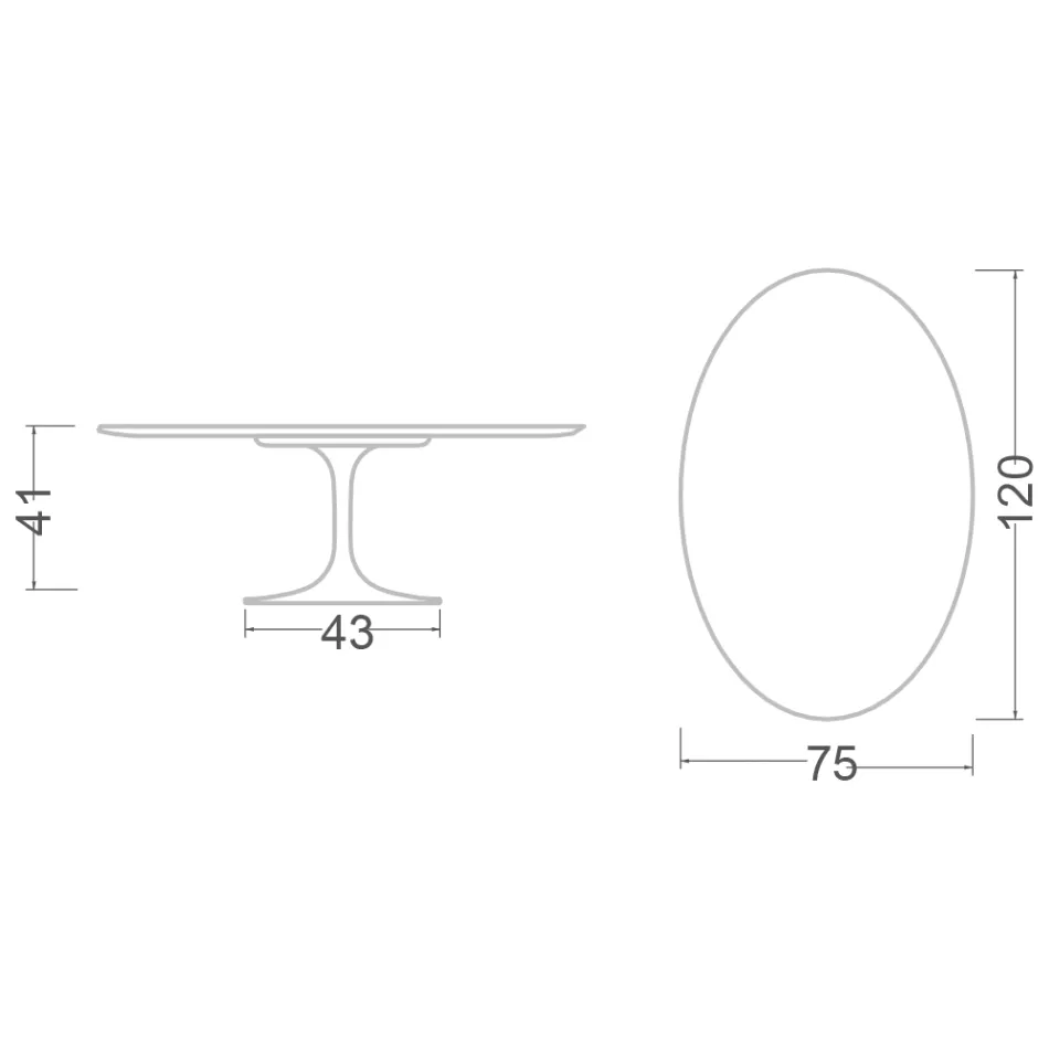 Tulip Sofabord Eero Saarinen H 41 Oval med Caracatta guldmarmorplade Viadurini
