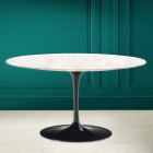 Eero Saarinen H 41 Oval Tulip Sofabord i Diamond Cream Keramik Made in Italy - Scarlet Viadurini