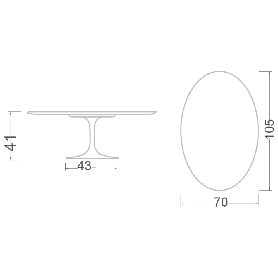 Tulip Sofabord Eero Saarinen H 41 Oval i Noir Desire Keramik Made in Italy - Scarlet Viadurini