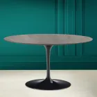 Eero Saarinen H 41 Oval Tulip Sofabord i Gråsten Keramik Made in Italy - Scarlet Viadurini