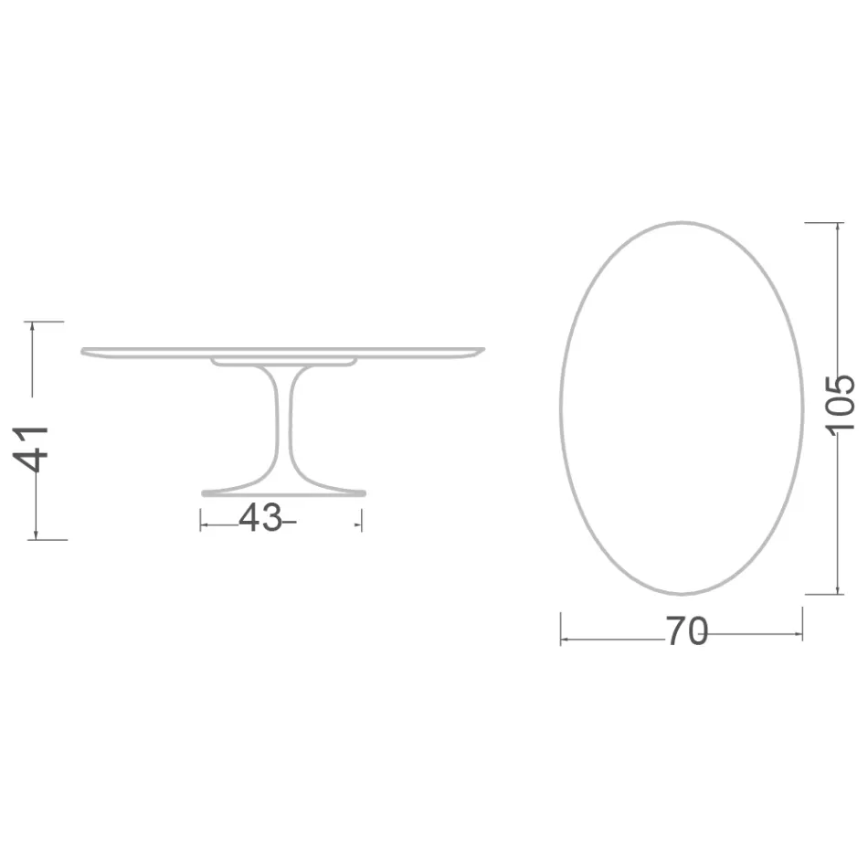 Tulip Sofabord Eero Saarinen H 41 Oval i Sirius Keramik Made in Italy - Scarlet Viadurini