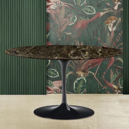 Tulip Sofabord Eero Saarinen H 41 Oval i Emperador Dark Marble Lavet i Italien Viadurini