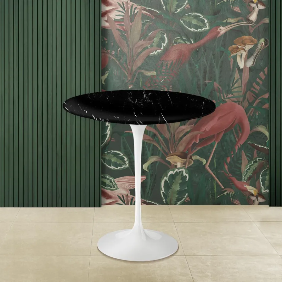 Tulip Sofabord Eero Saarinen H 52 i Sort Marquinia Marble Made in Italy - Scarlet Viadurini
