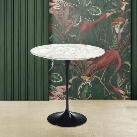 Tulip Sofabord Eero Saarinen H 52 Rund i Carrara Marble Made in Italy - Scarlet Viadurini
