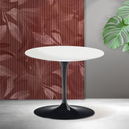 Saarinen Tulip sofabord H 39 cm i mat hvid Florim keramik - skarlagenrød Viadurini
