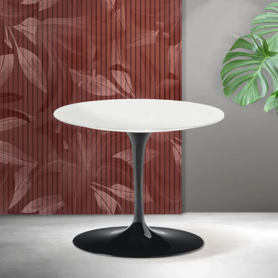 Saarinen Tulip sofabord H 39 cm i mat hvid Florim keramik - skarlagenrød Viadurini