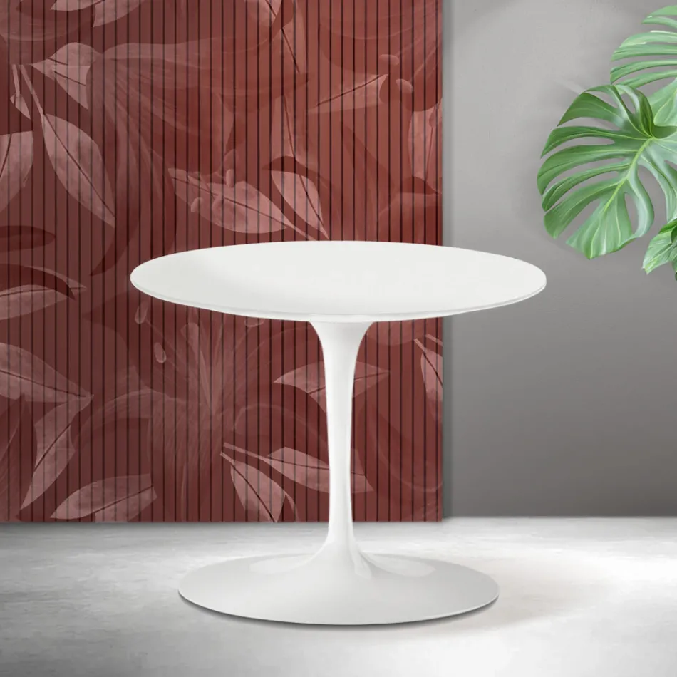Saarinen Tulip sofabord H 39 cm i mat hvid Florim keramik - skarlagenrød Viadurini
