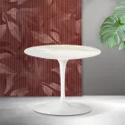 Saarinen Tulip sofabord H 39 cm i Florim Calacatta guld mat keramik - skarlagenrød Viadurini