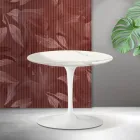 Saarinen Tulip sofabord H 39 cm i Florim Statuario mat keramik - skarlagenrød Viadurini