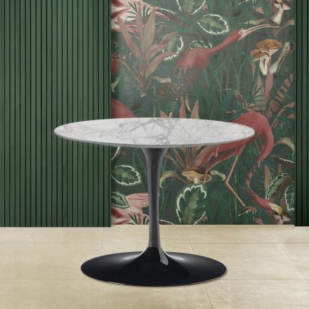 Tulip Saarinen sofabord H 39 med oval plade i arabesk marmor lavet i Italien - Scarlet Viadurini