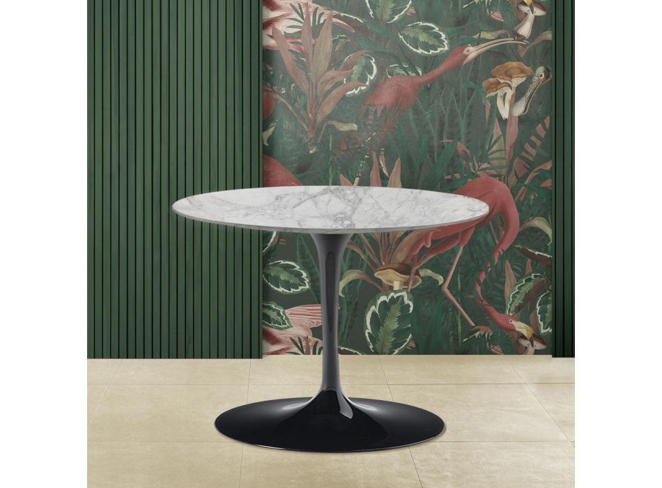 Tulip Saarinen sofabord H 39 med oval plade i arabesk marmor lavet i Italien - Scarlet Viadurini