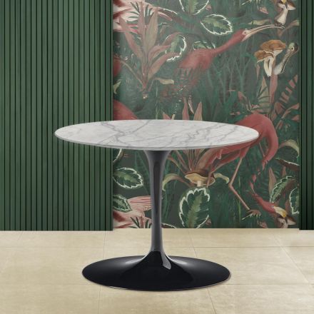 Tulip Saarinen H 39 Ovalt sofabord med Statuarietto Carrara marmorplade Viadurini