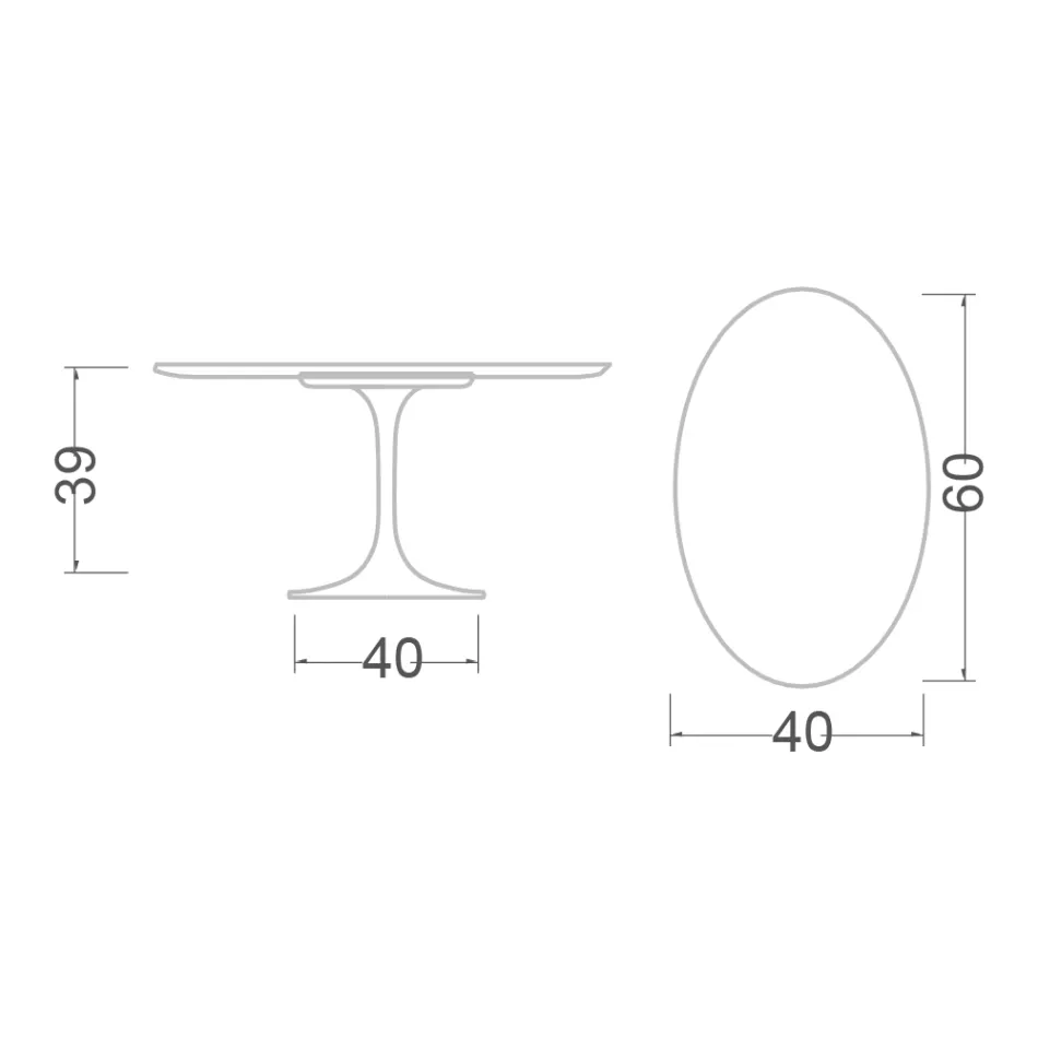 Tulip Saarinen H 39 Oval Sofabord i Sort MARquinia Marble Fremstillet i Italien Viadurini