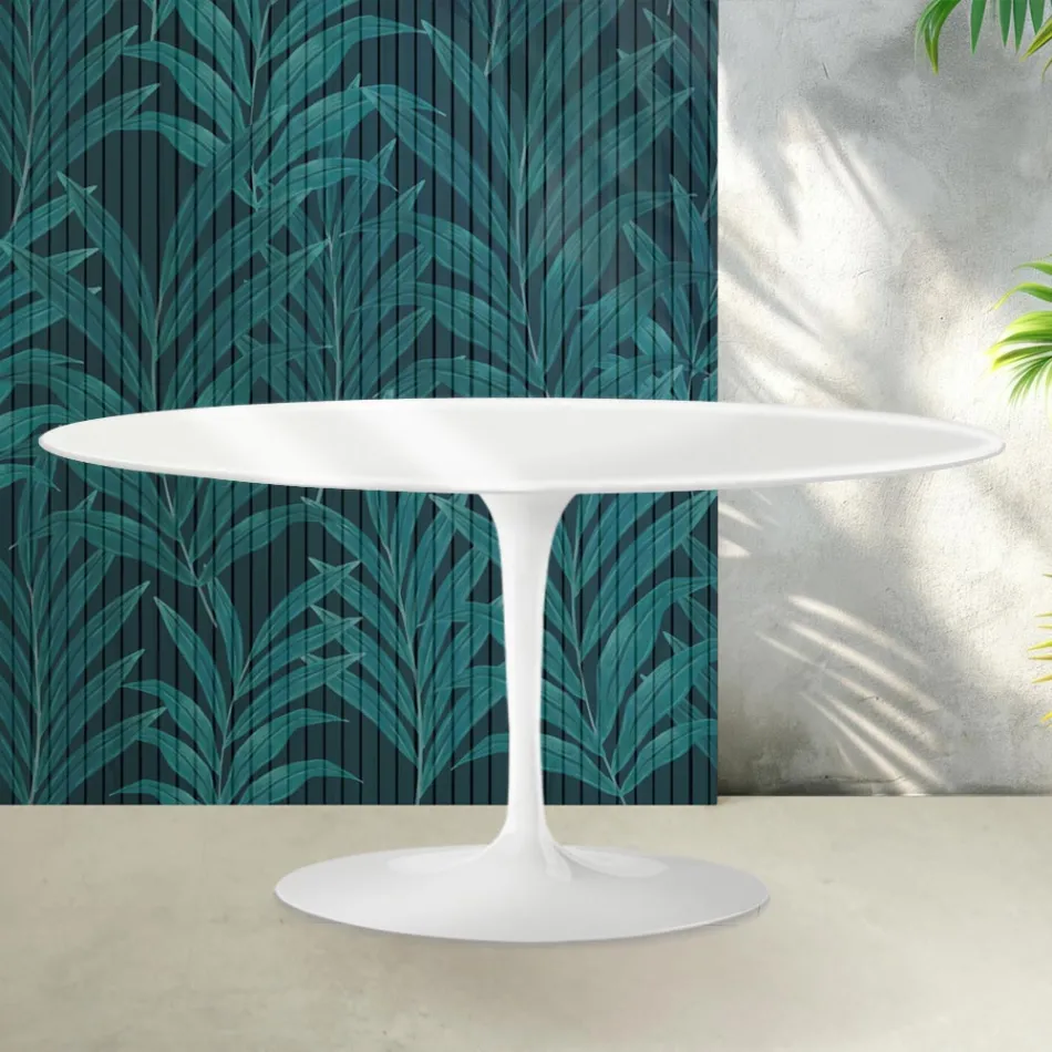 Saarinen Tulip sofabord H 41 cm i blank hvid Florim keramik - Scarlet Viadurini