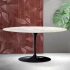 Saarinen Tulip sofabord H 41 cm i Florim Calacatta guld mat keramik - skarlagenrød Viadurini