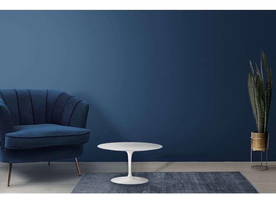 Tulip Saarinen sofabord H 41 med hvid flydende laminatplade lavet i Italien - Scarlet Viadurini