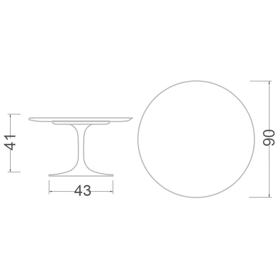 Tulip Saarinen sofabord H 41 med sort flydende laminatplade lavet i Italien - Scarlet Viadurini