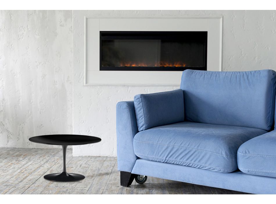 Tulip Saarinen sofabord H 41 med sort flydende laminatplade lavet i Italien - Scarlet Viadurini
