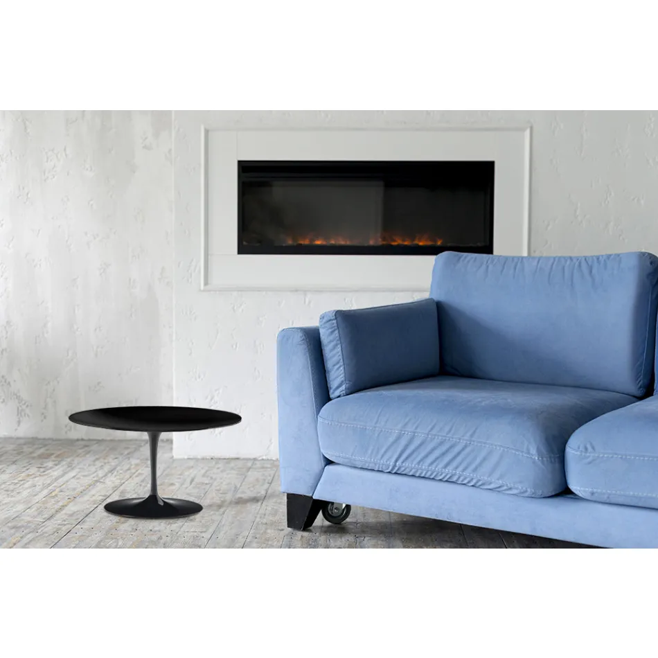 Tulip Saarinen sofabord H 41 med sort flydende laminatplade lavet i Italien - Scarlet Viadurini