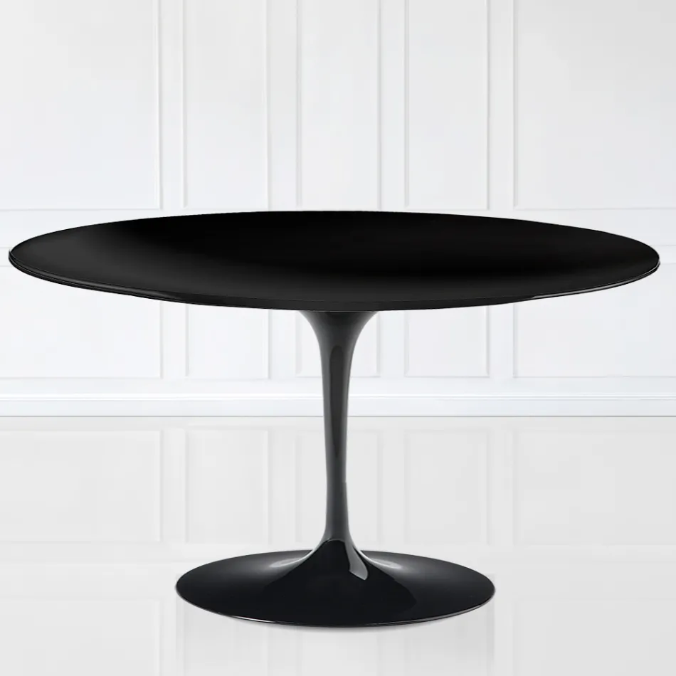 Tulip Saarinen sofabord H 41 med oval plade i sort flydende laminat Made in Italy - Scarlet Viadurini
