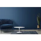 Tulip Saarinen sofabord H 41 i hvid ovalt flydende laminat lavet i Italien - Scarlet Viadurini