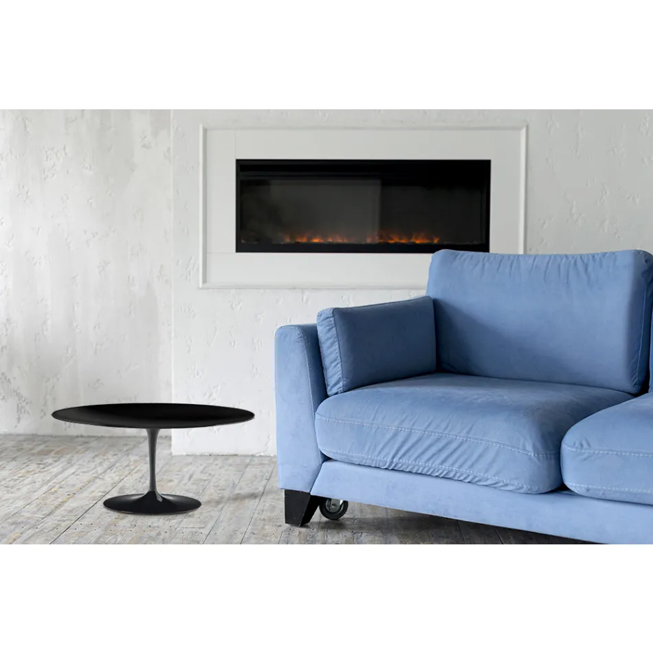 Tulip Saarinen sofabord H 41 i sort ovalt flydende laminat lavet i Italien - Scarlet Viadurini