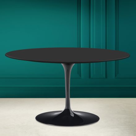 Tulip Saarinen H 41 ovalt sofabord med sort blød keramisk top lavet i Italien - Scarlet Viadurini