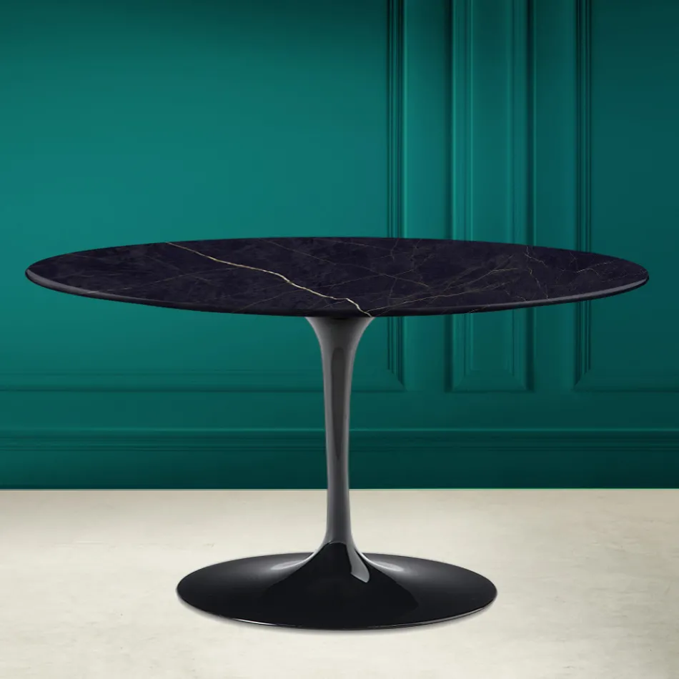 Tulip Saarinen H 41 Oval Sofabord med Noir Laurent Keramik Top Viadurini