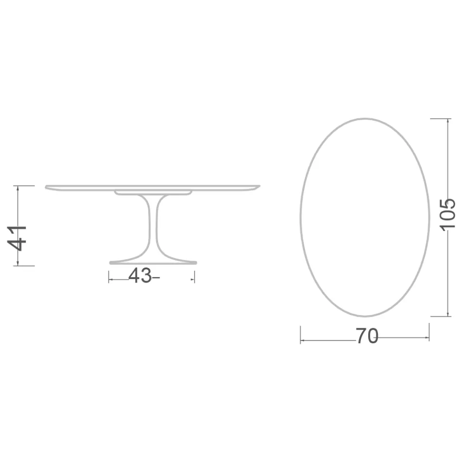 Tulip Saarinen H 41 Oval Sofabord i Calacatta Michelangelo Keramik Viadurini