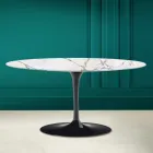 Tulip Saarinen H 41 Oval Sofabord i Invisible Select Keramik Made in Italy - Scarlet Viadurini