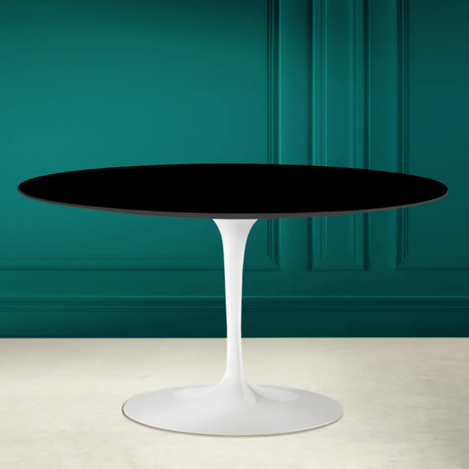 Tulip Saarinen H 41 ovalt sofabord i absolut sort keramik Made in Italy - Scarlet Viadurini