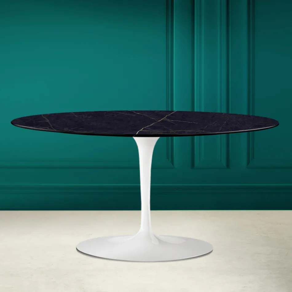 Tulip Saarinen H 41 Oval Sofabord i Noir Laurent Keramik Made in Italy - Scarlet Viadurini