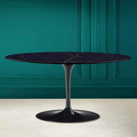 Tulip Saarinen H 41 Oval Sofabord i Noir Laurent Keramik Made in Italy - Scarlet Viadurini