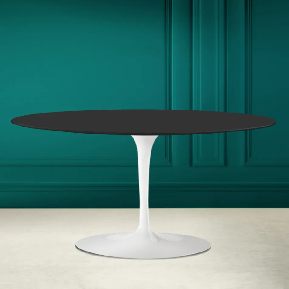 Tulip Saarinen H 41 Oval Sofabord i Noir Blød Keramik Made in Italy - Scarlet Viadurini