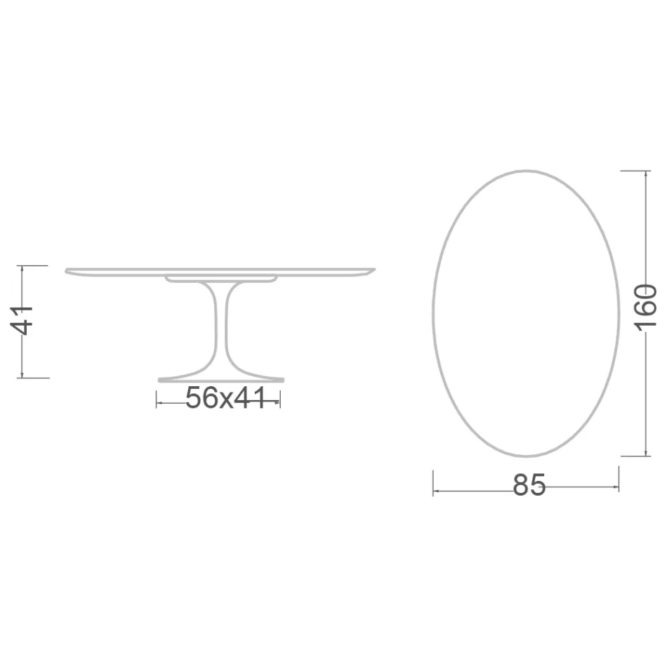 Tulip Saarinen H 41 Oval Sofabord i Noir Blød Keramik Made in Italy - Scarlet Viadurini