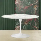 Tulip Saarinen H 41 Oval Sofabord i Carrara Marmor Made in Italy - Scarlet Viadurini